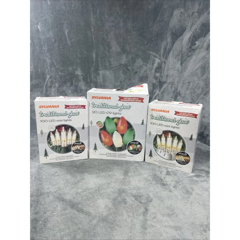 Sylvania Christmas Lights 100/20 Glow LED Mini Soft White Big Color 26ft In/Out